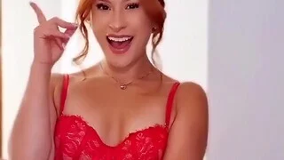 gorgeous solo redhead with inexperienced tits fingering her pussy