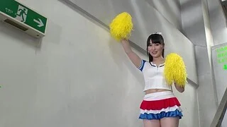 AJapanese cheerleader strips down with an increment of sucks a delicious cock